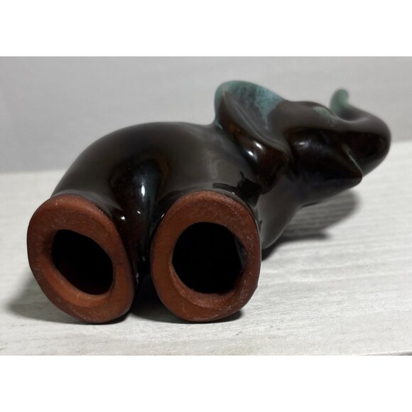 Blue Mountain Pottery Elephant Figure Green & Black Glaze 4.75" Tall Canada MCM - Picture 6 of 8